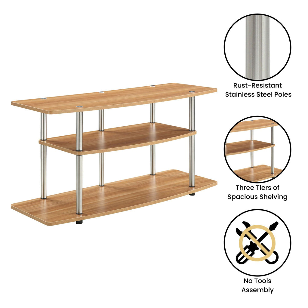 Convenience Concepts Designs2Go 3-Tier Wide TV Stand, 42", Light Oak