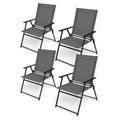 Anmutig Patio Folding Chairs Set Of 4, Outdoor Portable Dining Chair With Sling Back And Armrests For Lawn Camping Courtyard Bal
