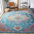 SAFAVIEH Crystal Collection Area Rug - 5 x 8, Teal & Rose, Medallion Distressed Design, Non-Shedding & Easy Care, Ideal for Hi