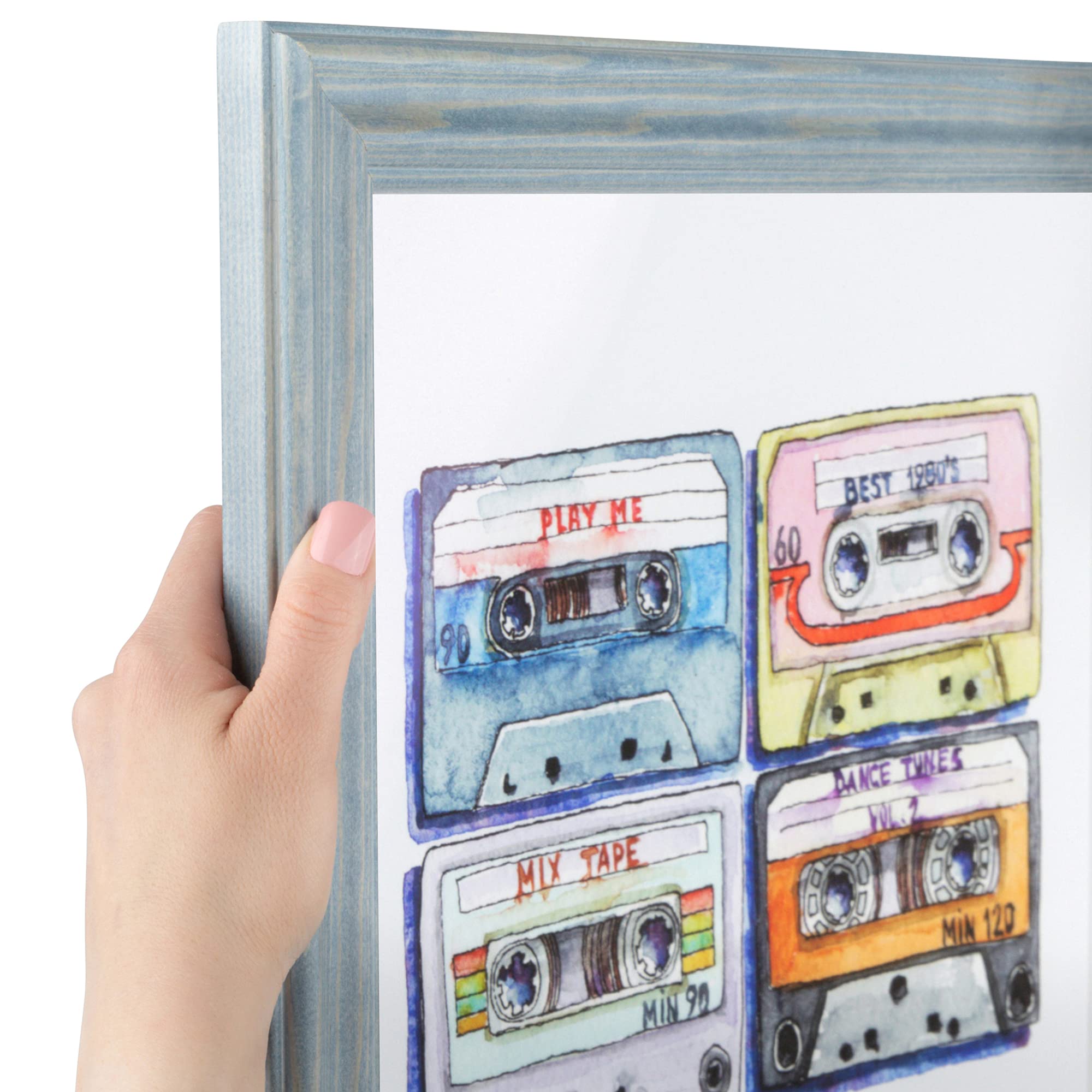 ArtToFrames 20x28 Inch Blue Picture Frame, This 1.5  Custom Wood Poster Frame is Deep Periwinkle Barnwood Style Frame, for Your 