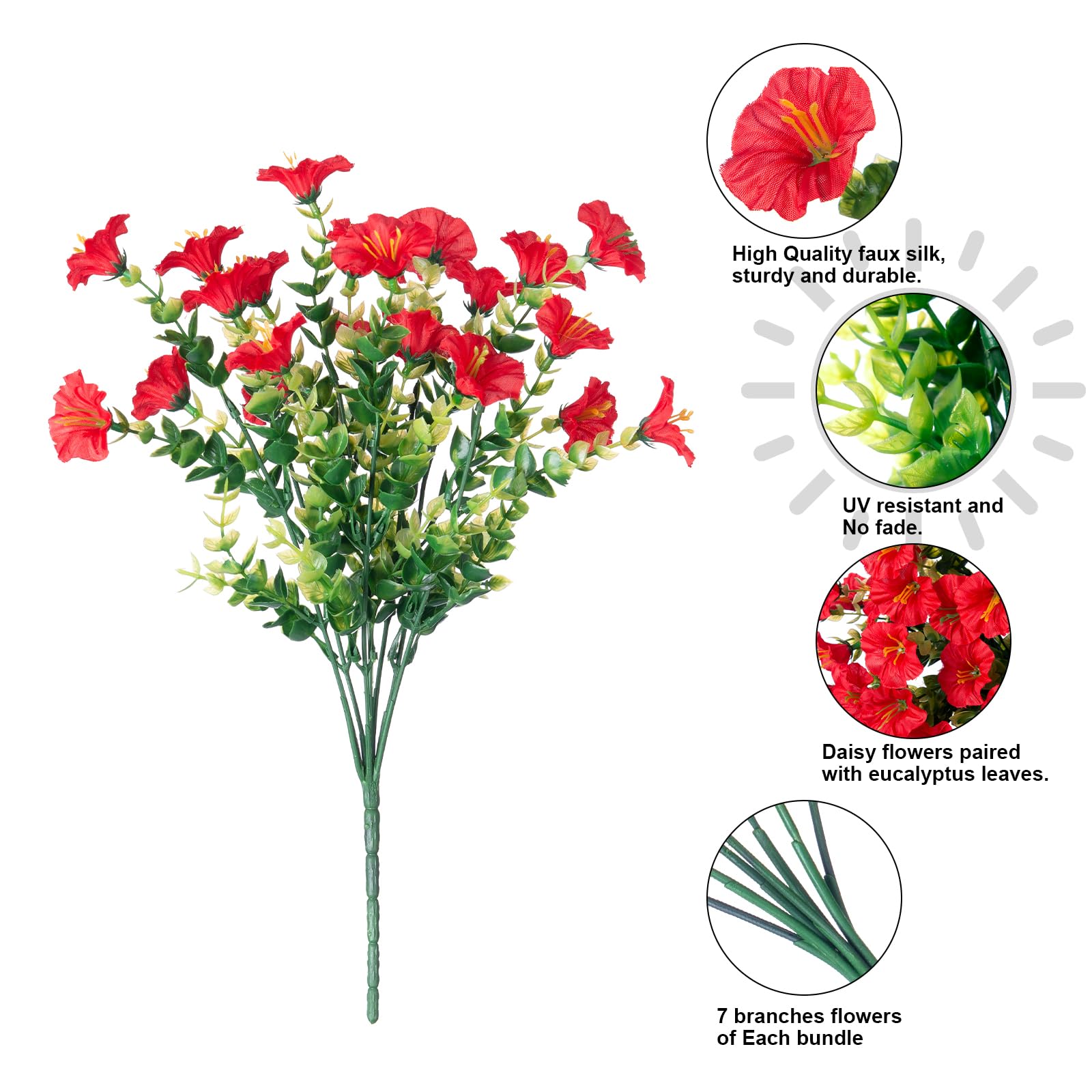 Ivydale Artificial Fake Plants Flowers For Outdoor Outside Summer Fall Decoration, 12 Bundles Faux Silk Realistic Uv Resistant R
