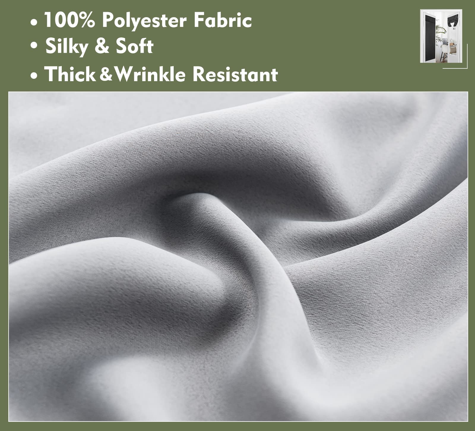 Pi Blackout Small Door Curtain,Privacy Thermal Insulated Door Window Curtain For Small Window/Small Front Door/Office 1 Panel (W26Xl20,Light Grey)