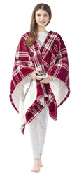 Beautyrest Reversible Faux Sherpa to Fleece Electric Wrap Poncho Blanket Shawl Wearable, Auto Shut Off, Virtually Zero EMF, Mult