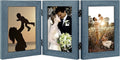 Golden State Art, 5x7 Three Picture Frame Trifold Hinged Photo Frame with 3 Openings, Desk Top Family Picture Collage, with Real