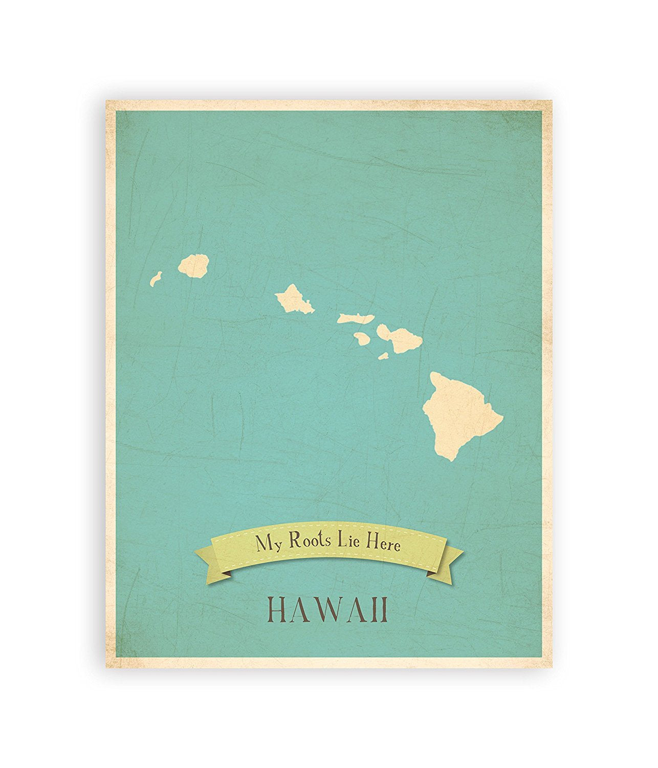 My Roots Hawaii Personalized Wall Map 08x10 Inch Print, Kids Hawaii Map Wall Art, Childrens Hawaii Vintage State Map, HI Wall 