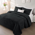 Whale Flotilla Ultra Soft Queen Quilt Bedding Set, Lightweight Fall Black Quilts Bedspreads Full Size, Ultrasonic Geometric Cove