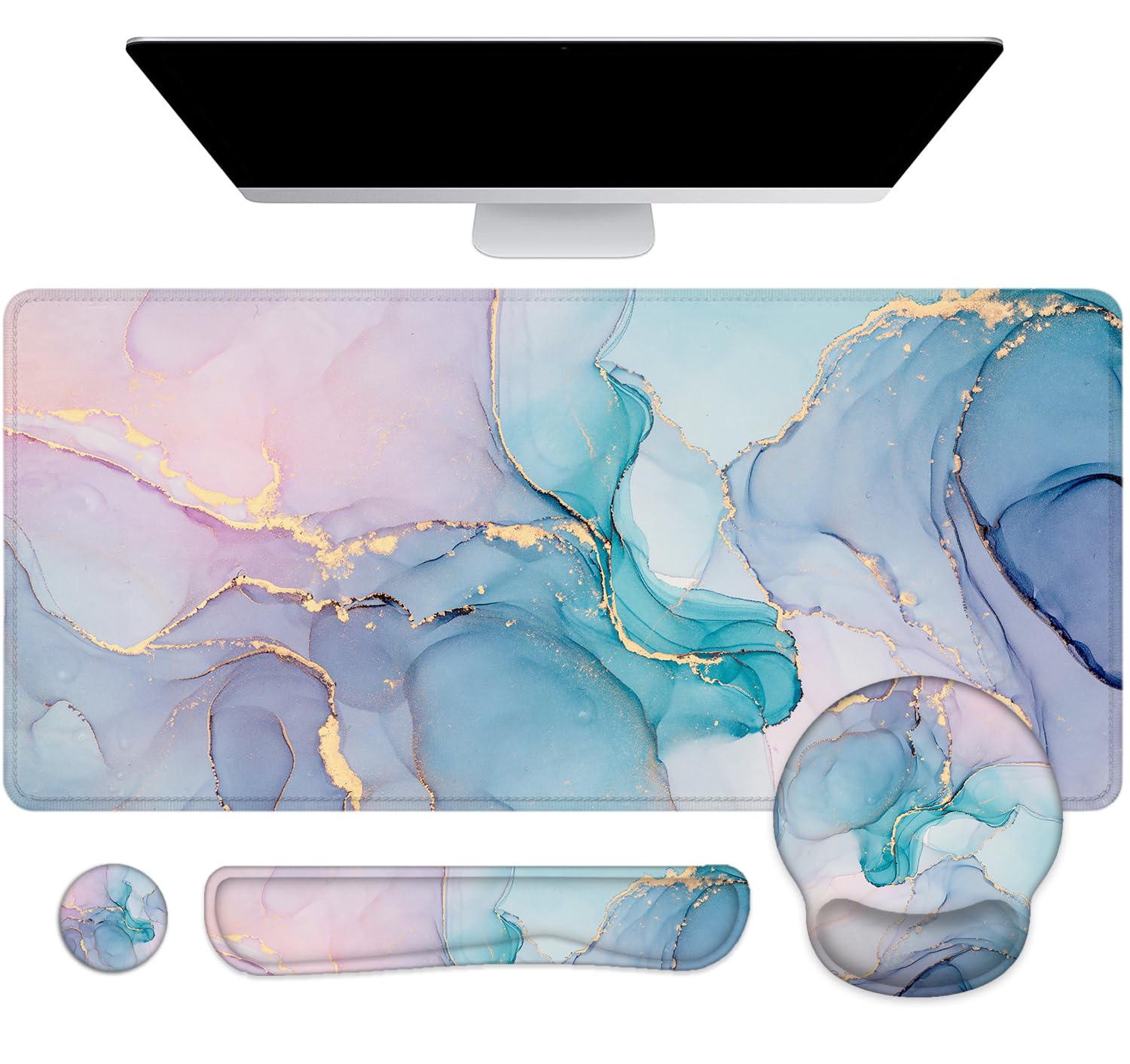 Lateefah Desk Mat, Large Mouse Pad And Keyboard Wrist Rest, Ergonomic Mouse Pad Set, Mouse Pad With Wrist Rest Combo For Home, O