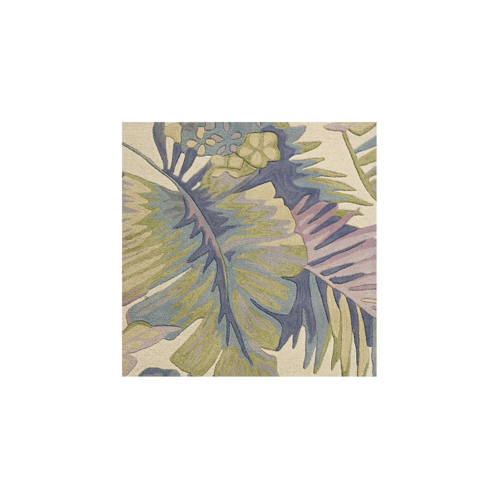 HomeRoots 6' Pastel Ivory Hand Tufted Tropical Plants Round Indoor Area Rug