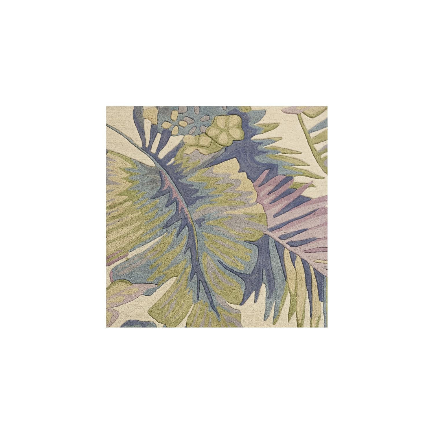 HomeRoots 6' Pastel Ivory Hand Tufted Tropical Plants Round Indoor Area Rug