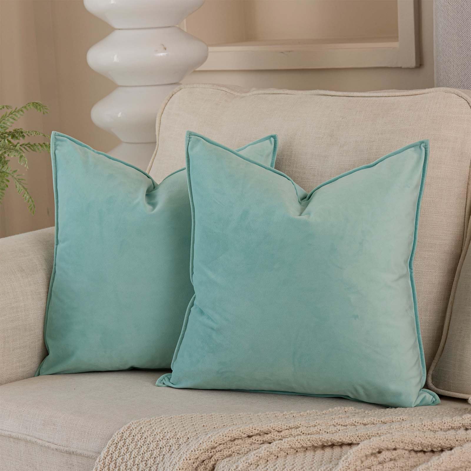 Juspurbet Mist Decorative Velvet Throw Pillow Covers 22X22 Inch Set Of 2,Broadside Soft Cushion Case With Invisible Zipper For S