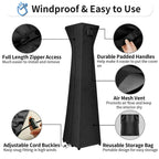 Outdoorlines Waterproof Outdoor Patio Heater Covers With Zipper And Storage Bag, Dust-Proof Uv-Resistant Windproof Propane Heavy Duty Heater Cover For Standing Heater, 1 Pack-90Hx23Lx23W Inch Black