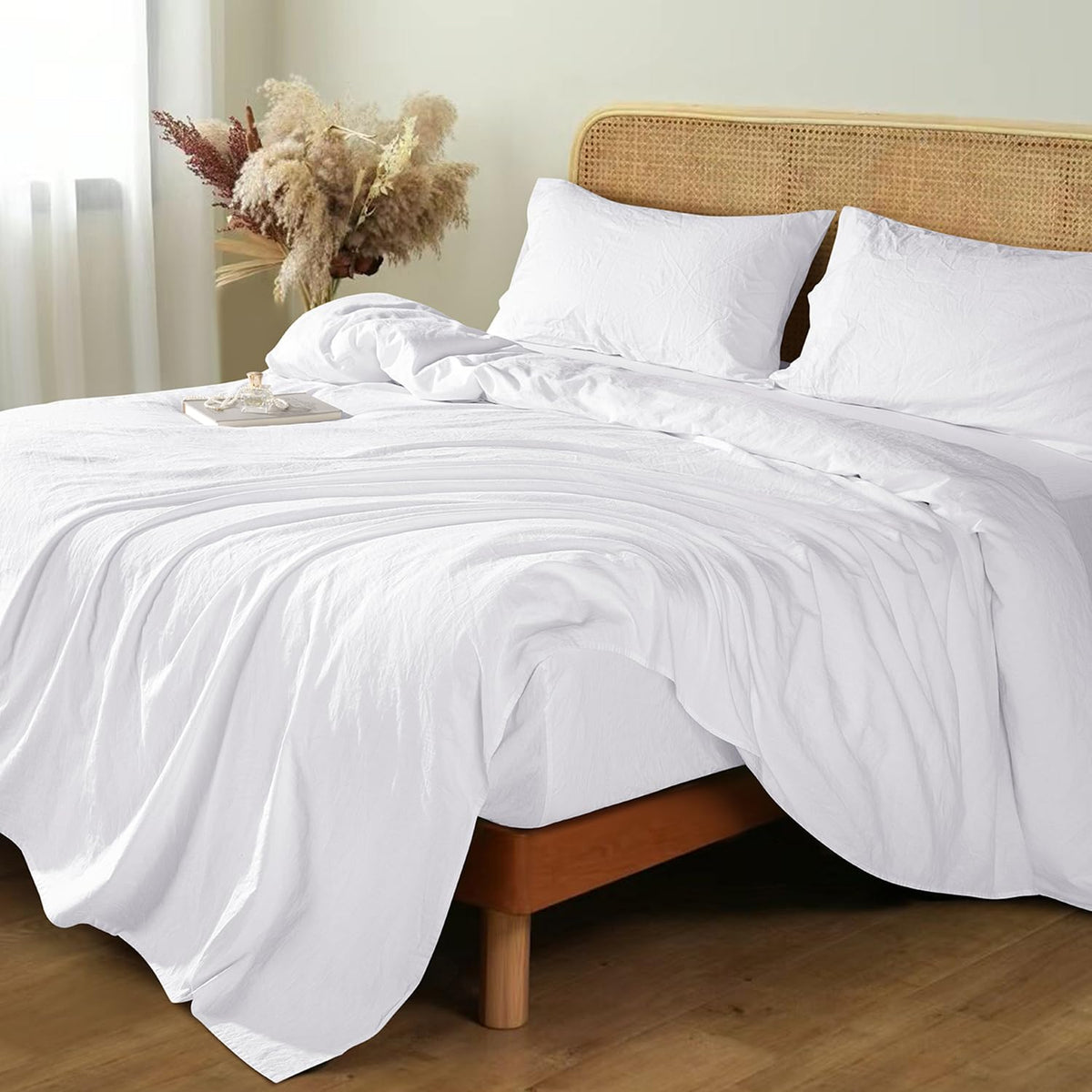 Shilucheng 100% French Linen Sheets - California King Size Bed Sheets, Breathable & Cooling Pure Linen Sheets,Soft Durable And T