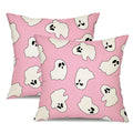 Dfxsz Halloween Pillow Covers 16X16 Inch Set Of 2 Happy Halloween White Ghost Decor Pink Pillow Covers Happy Halloween Sofa Bed
