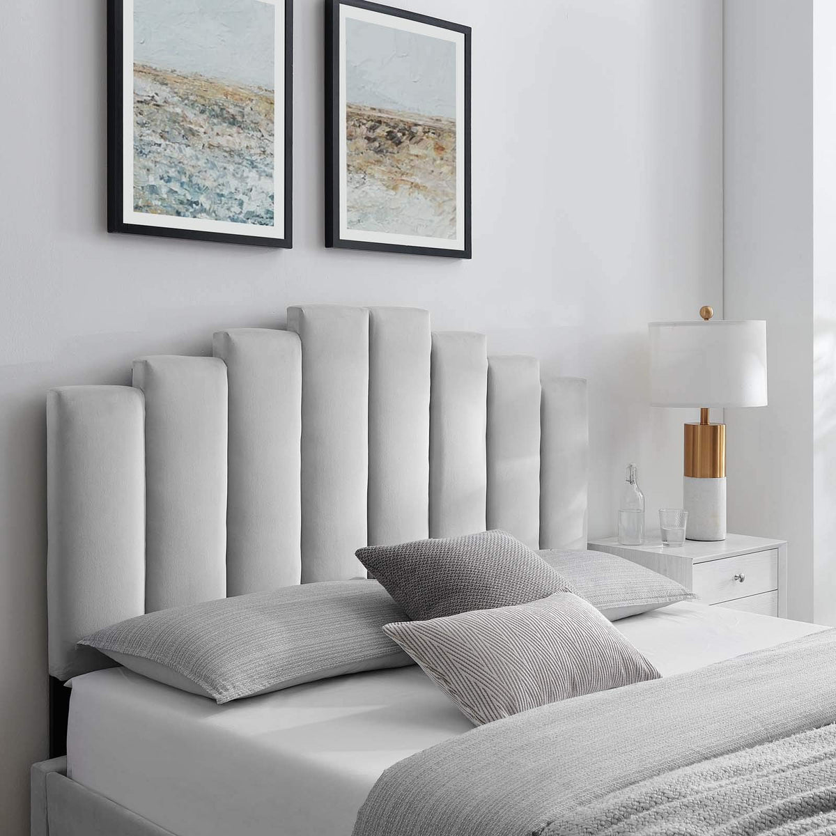 Modway Noelle Performance Velvet Twin Headboard In Light Gray