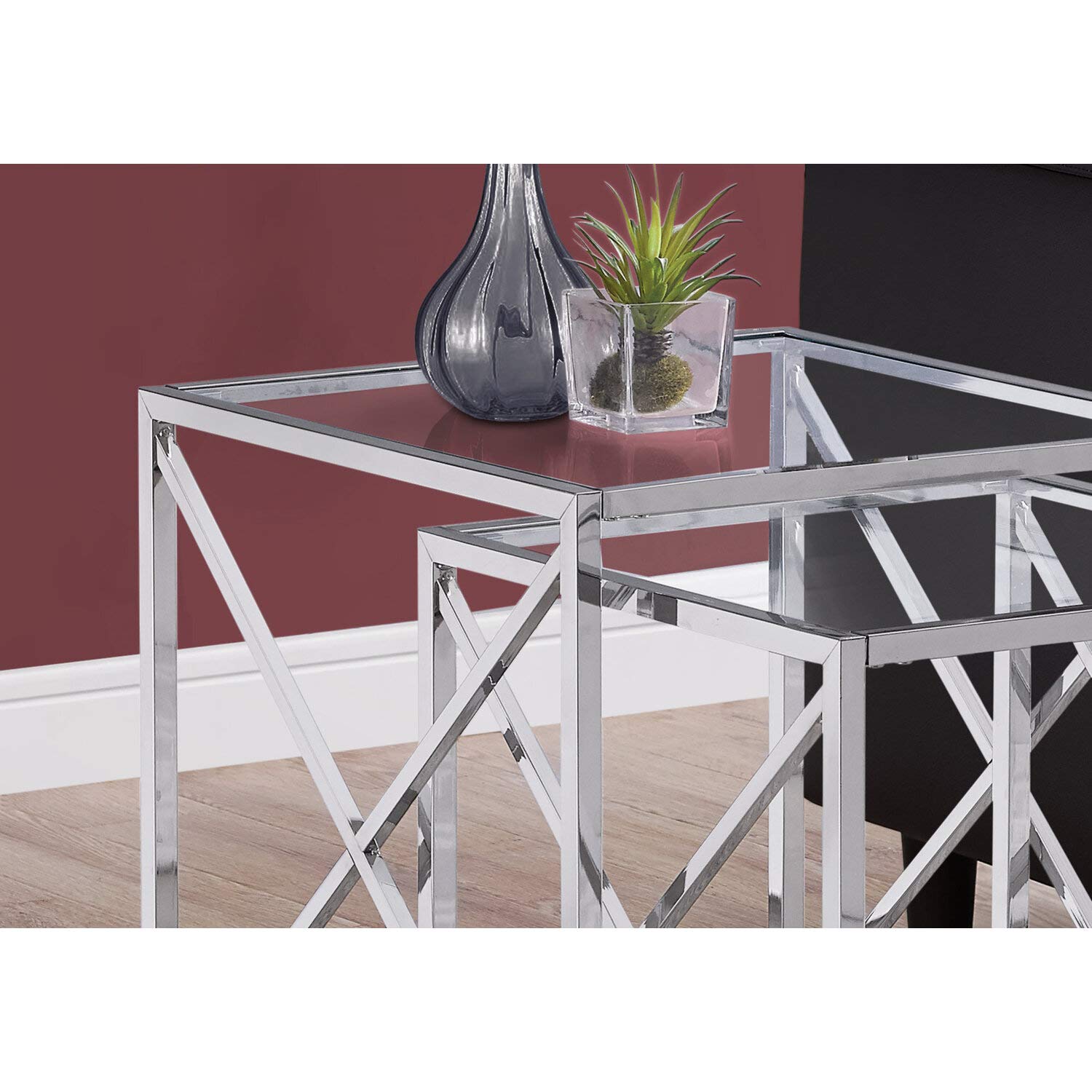 Monarch Specialties I NESTING TABLE, CHROME