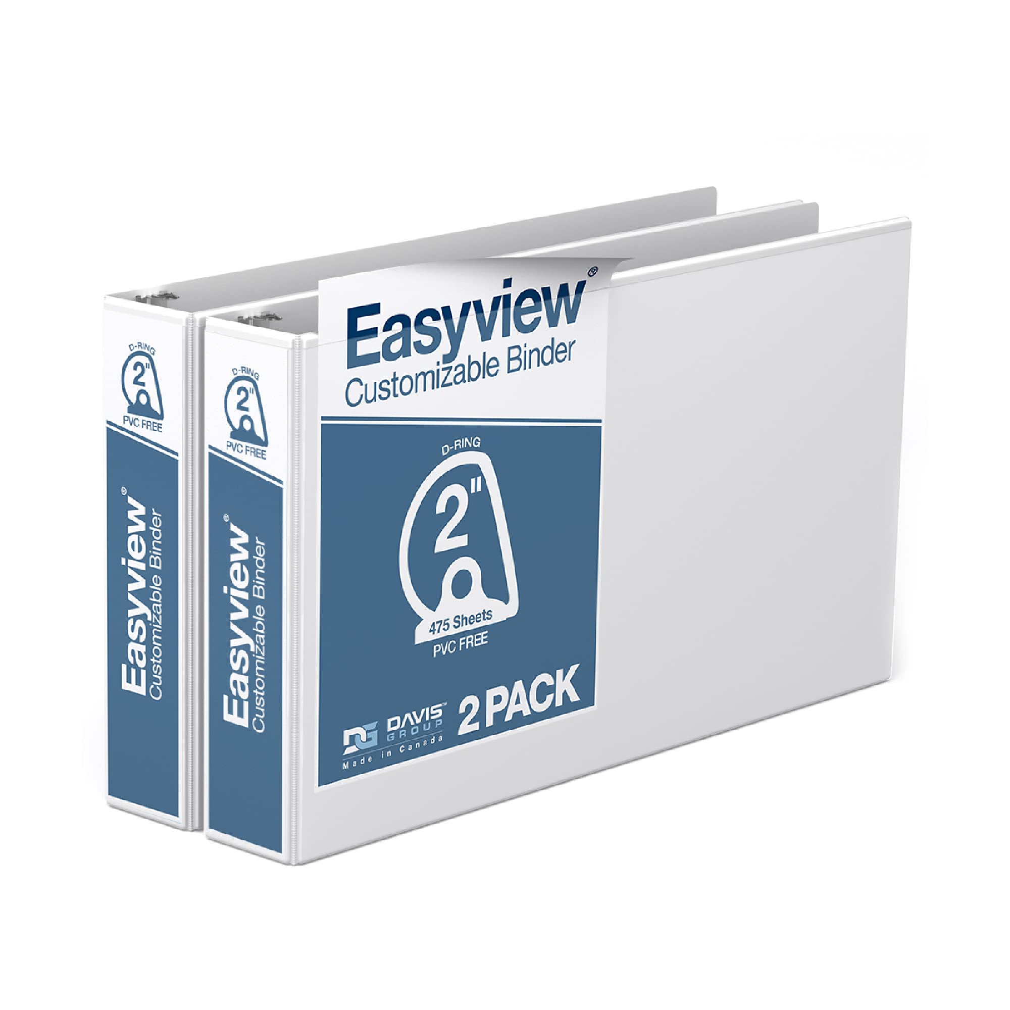 Easyview Premium 2-Inch D-Ring Binders With Clear-View Covers, Spreadsheet-View Binders For School, Office, Or Home, 11 Inches B