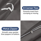 Duvet Cover Twin/Twin Xl Size Set - Extra Soft Twin/Twin Xl Size Duvet Cover 68 X 90 With 1 Pillow Shams - Hotel Luxury And Fade Free With Zipper Closures & Ties - Breathable Bedding Set (Dark Grey)