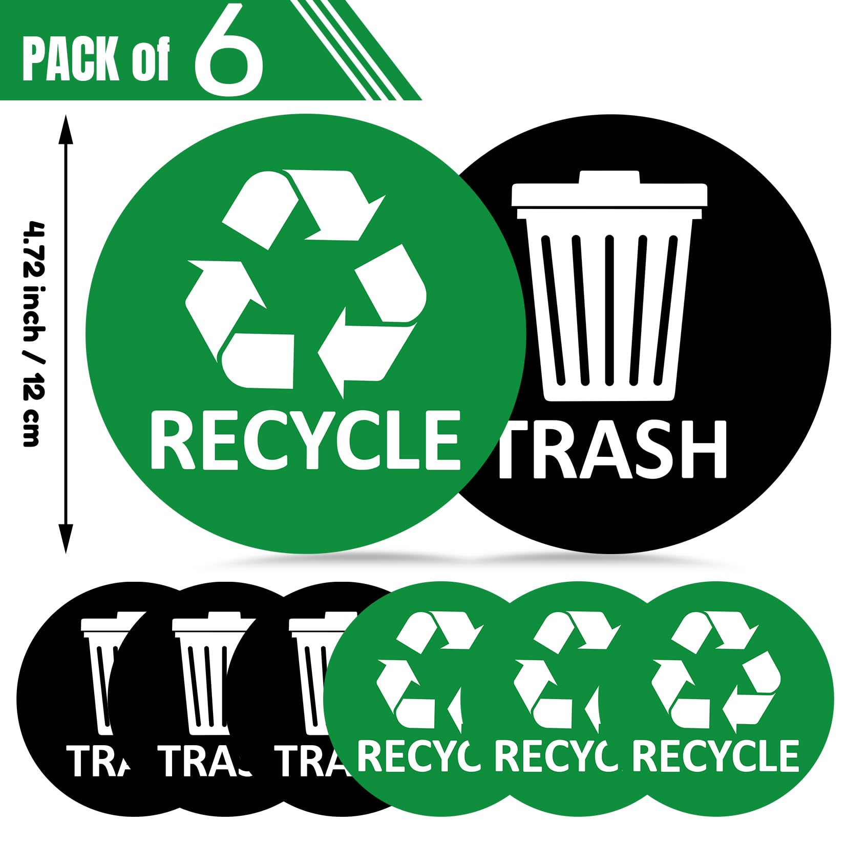 Sukh 6 Pack Recycle Sticker For Trash Can Large Sign Garbage Recycling Sticker Reuse Recycle Vinyl Perfect For Kitchen Necessity