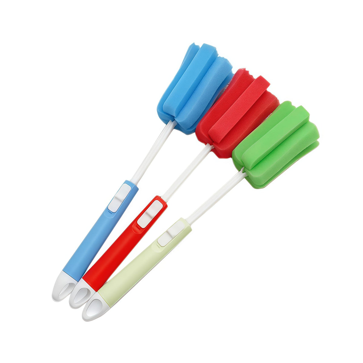 3PCS Adjustable Sponge Cleaning Brush Bottle Cleaning Brush with Plastic Long Handle Cup Cleaner for Coffee Glasses Pot Milk Cup