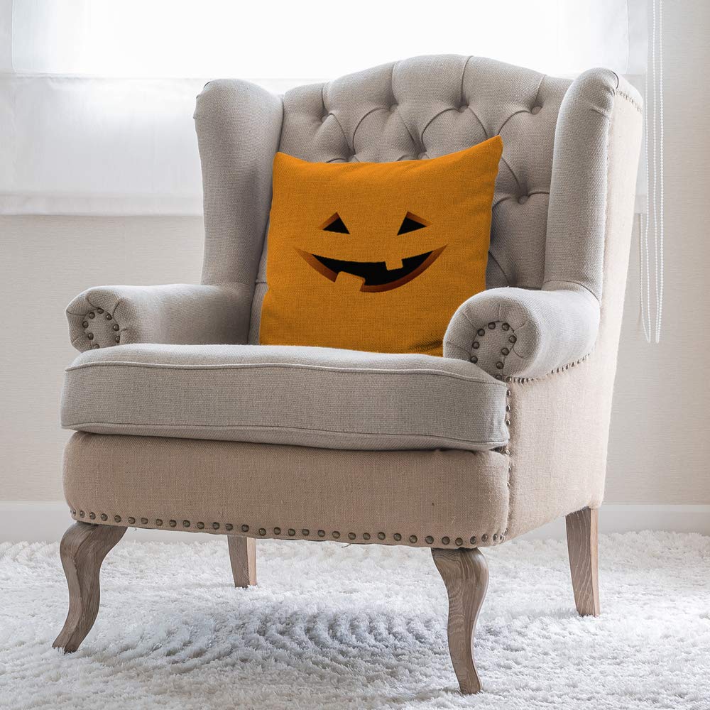 Moslion Evil Face Pillow Case Cute Halloween Autumn Pumpkin Lantern Faces Happy Father'S Day Throw Pillow Cover 18X18 Inch Cotto