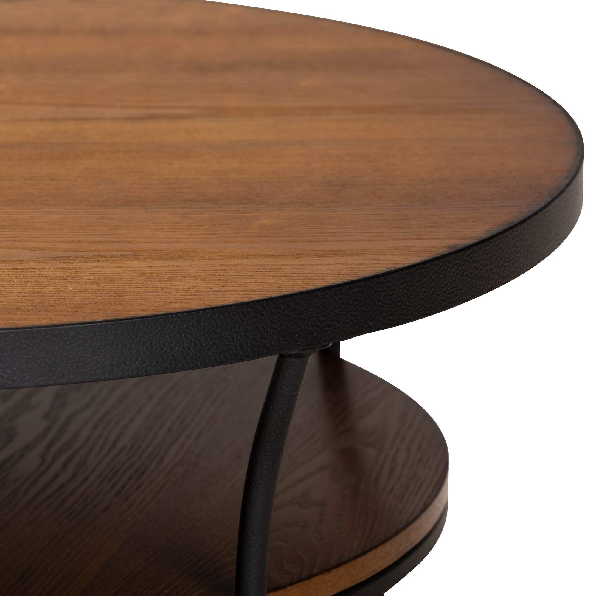 Baxton Studio Albany Vintage Rustic Industrial Walnut Brown Finished Wood and Black Finished Metal 1-Shelf Coffee Table