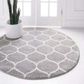 Unique Loom Trellis Frieze Collection Area Rug - Rounded (8' Round, Light Gray/ Ivory)