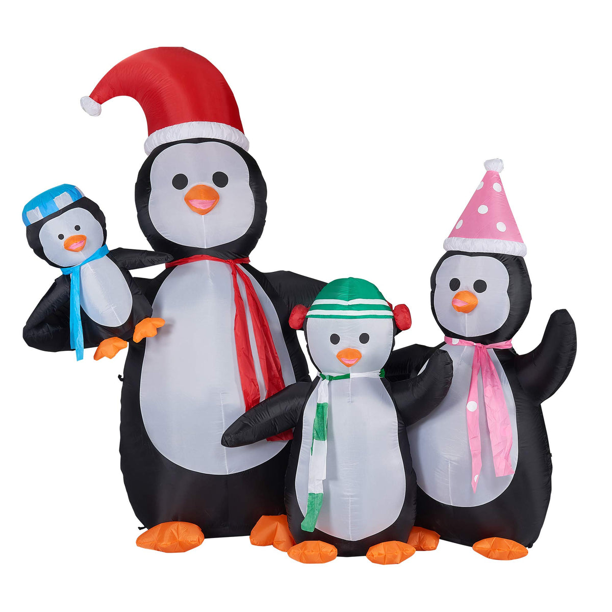 Fraser Hill Farm 10-Ft. Tall Penguin Family Inflatable Decoration With Lights And Storage Bag, Pre-Lit Christmas Blow Up Decorations, Festive Inflatable Yard Decor