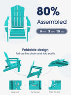 Kingyes Folding Adirondack Chair, Hdpe All-Weather Folding Adirondack Chair, Aruba