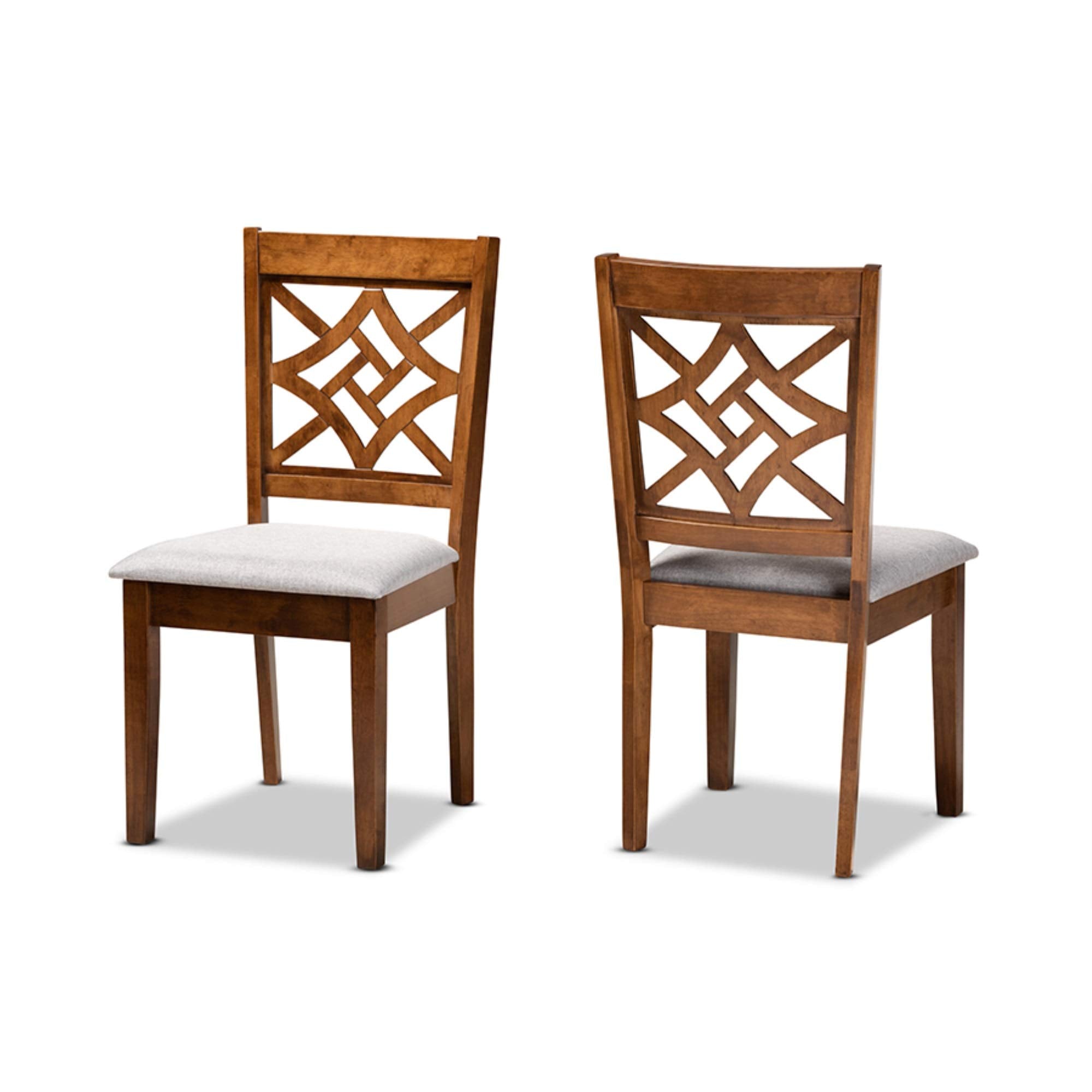 Baxton Studio Nicolette Modern and Contemporary Grey Fabric Upholstered and Walnut Brown Finished Wood 2-Piece Dining Chair Set