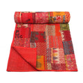 BOHEKANT Handicraft Silk Kantha Quilt Kantha Bed Cover Handmade Kantha Bedspread Kantha Blanket Throw04 (Twin, 60x90 Inches, Si