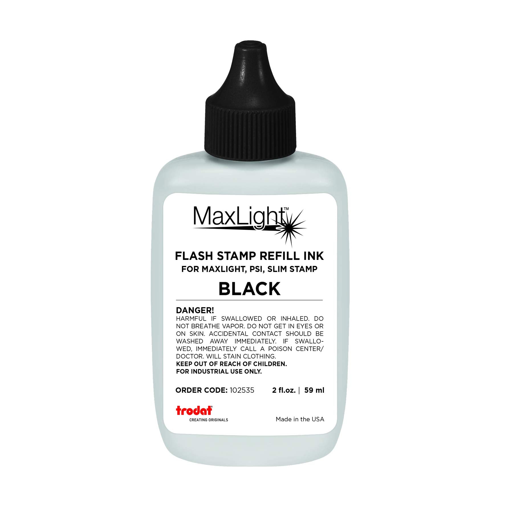 Trodat Ml2Oz-Blk Maxlight Refill Ink 2Oz Bottle Color Black