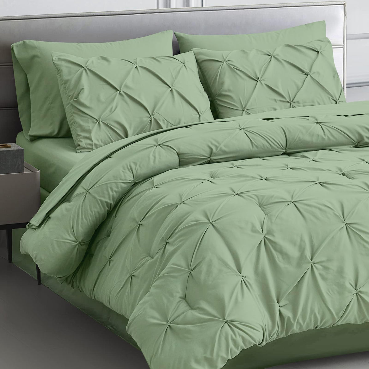 Maple&Stone Twin Comforter Set - 5 Pieces Pintuck Bed In A Bag Twin - Comforters Twin Size - Comforter Set With Sheets, Comforte