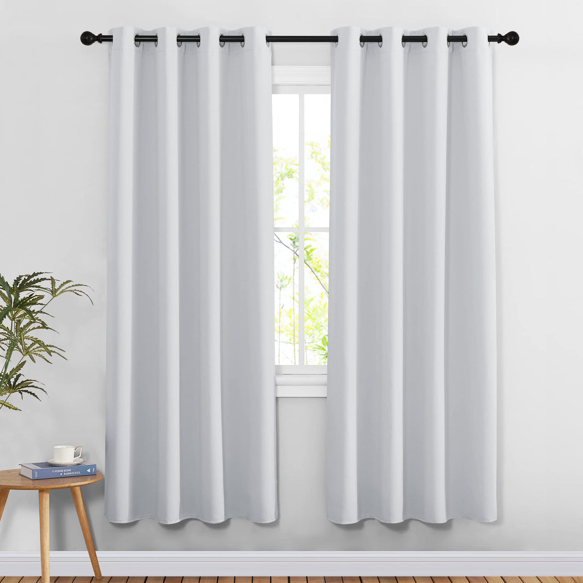 Nicetown Room Darkening Greyish White Curtains For Bedroom - Grommet Privacy Light & Sound Reducing Window Treatments Doorway Cu