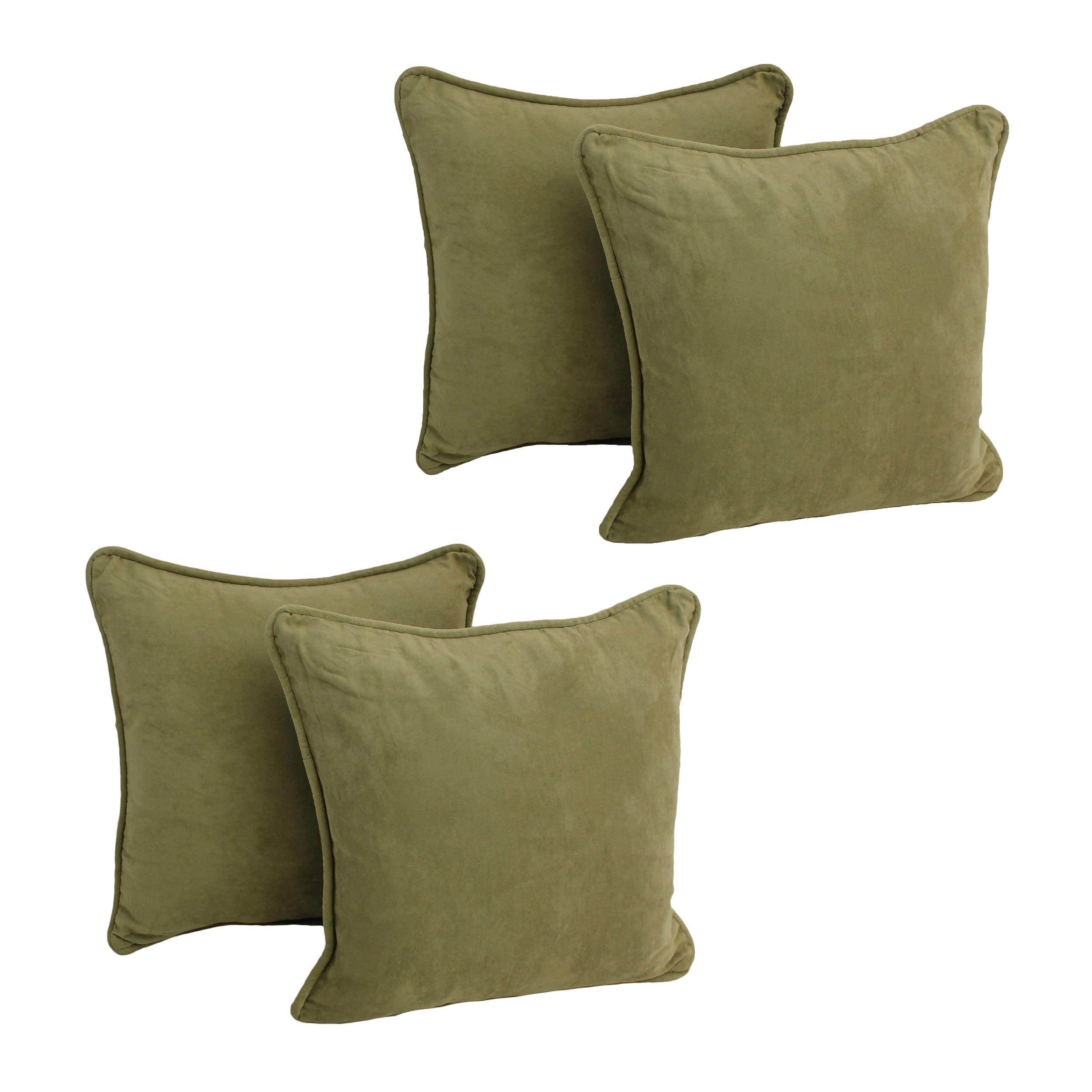 Blazing Needles Corded Microsuede Throw Pillow, 18&quot;, Sage Green 4 Count