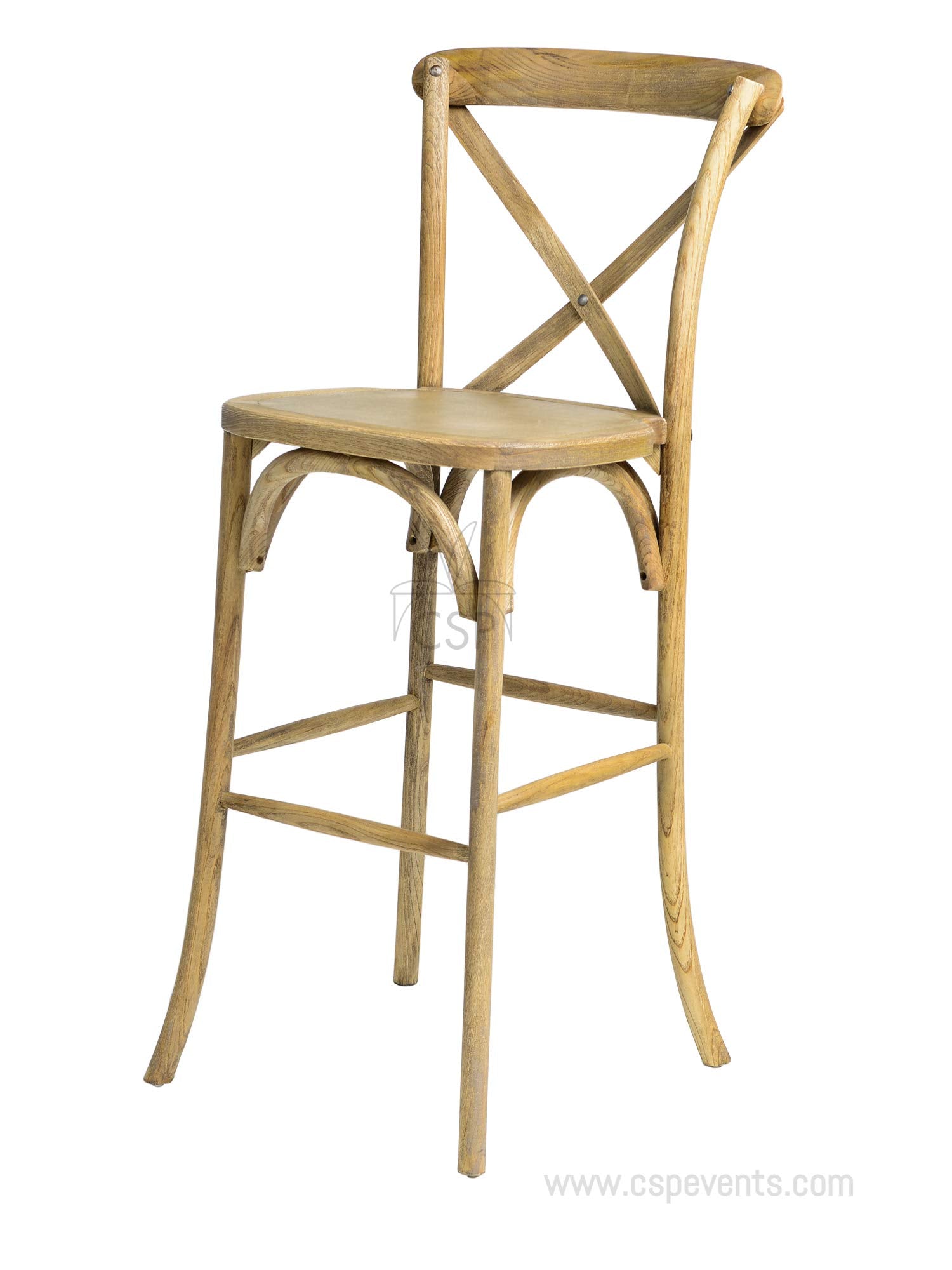 Commercial Seating Products Rustic Tinted Raw Crossback Bar Stool Chairs