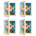 4 Pack Kids Art Frames, Kids Artwork Frames Changeable 8 x10.5 with Mat and 9 x12 Without Mat, White Front Opening Children Pict