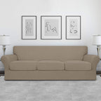 Easy-Going 4 Pieces Oversized Stretch Soft Couch Cover For Dogs - Washable Sofa Slipcover For 3 Separate Cushion Couch - Elastic Furniture Protector For Pets, Kids Natural