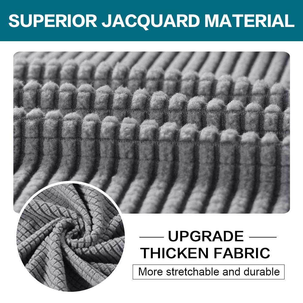 Turquoize 3 Piece Sofa Covers For 2 Cushion Couch Sofa Slipcover Soft Couch Cover For Dogs-Washable Sofa Furniture Covers With 2 Individual Cushion Covers, Thick Jacquard Fabric (Loveseat, Dove)