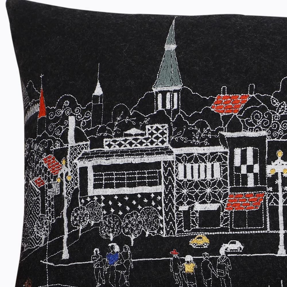HomeRoots Grey 24' Black Annapolis Nighttime Skyline Lumbar Decorative Pillow