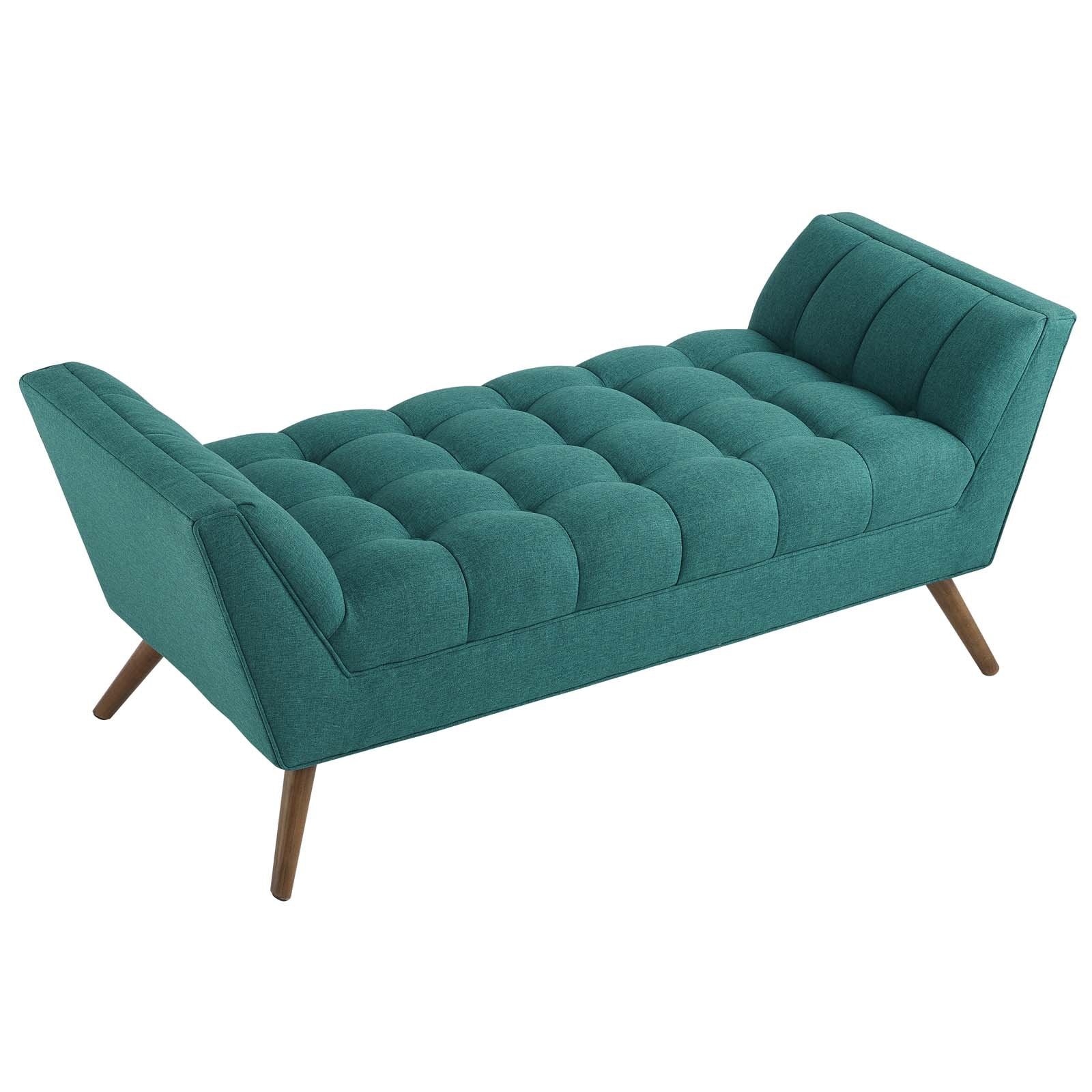 Modway Response Medium Upholstered Fabric Bench, Armchair, Teal