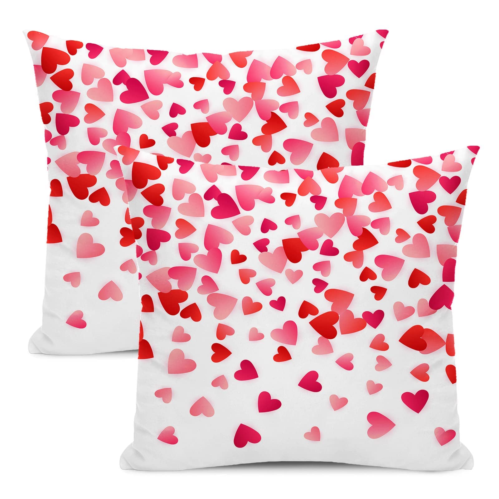 Valentines Pillow Covers 16X16 Inch Set Of 2,Pink Love Heart Throw Pillows Case,Valentine'S Day Mother'S Day Anniversary Decorat