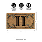 Evergreen Monogram Coir Doormat | Letter H | Front Door Mat For Outdoor Indoor Entrance | 28X16 Inches | Non-Slip Backing Doorwa