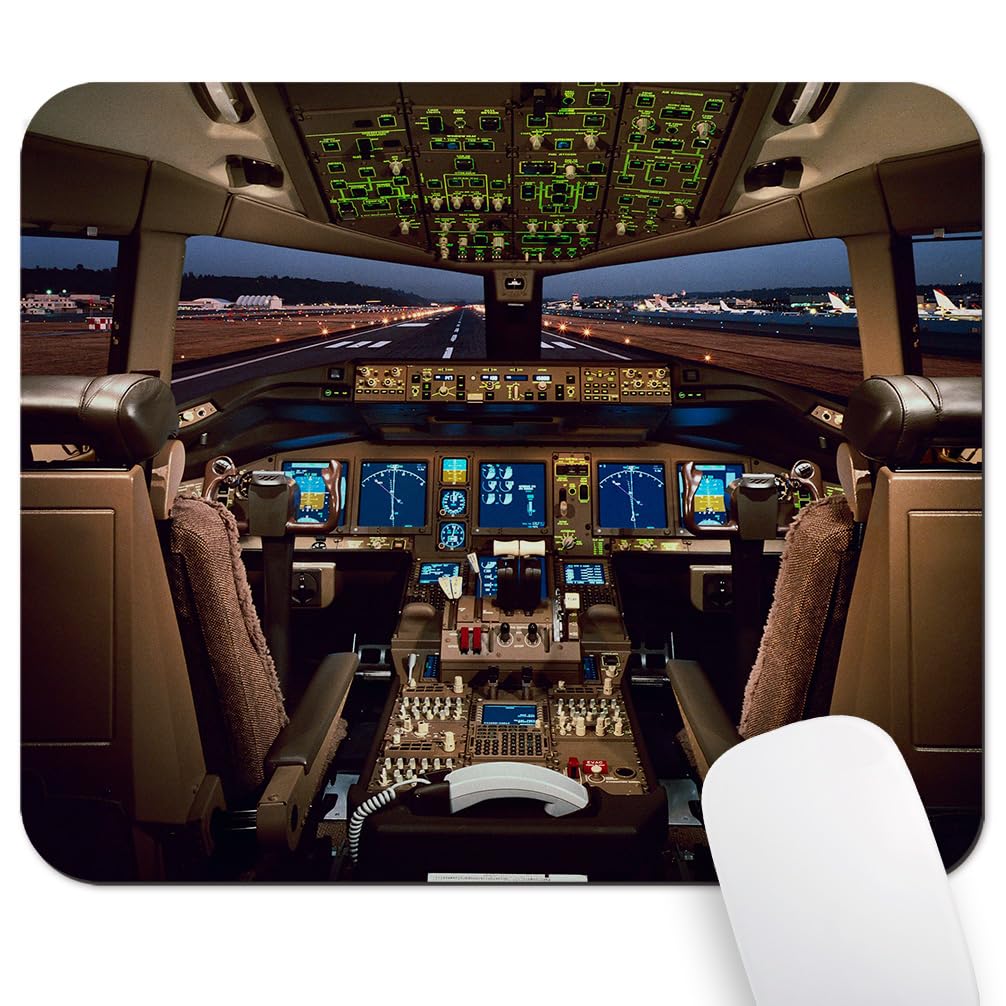 Wknoon Cool Boeing 777 Airplane Cockpit Mouse Pad