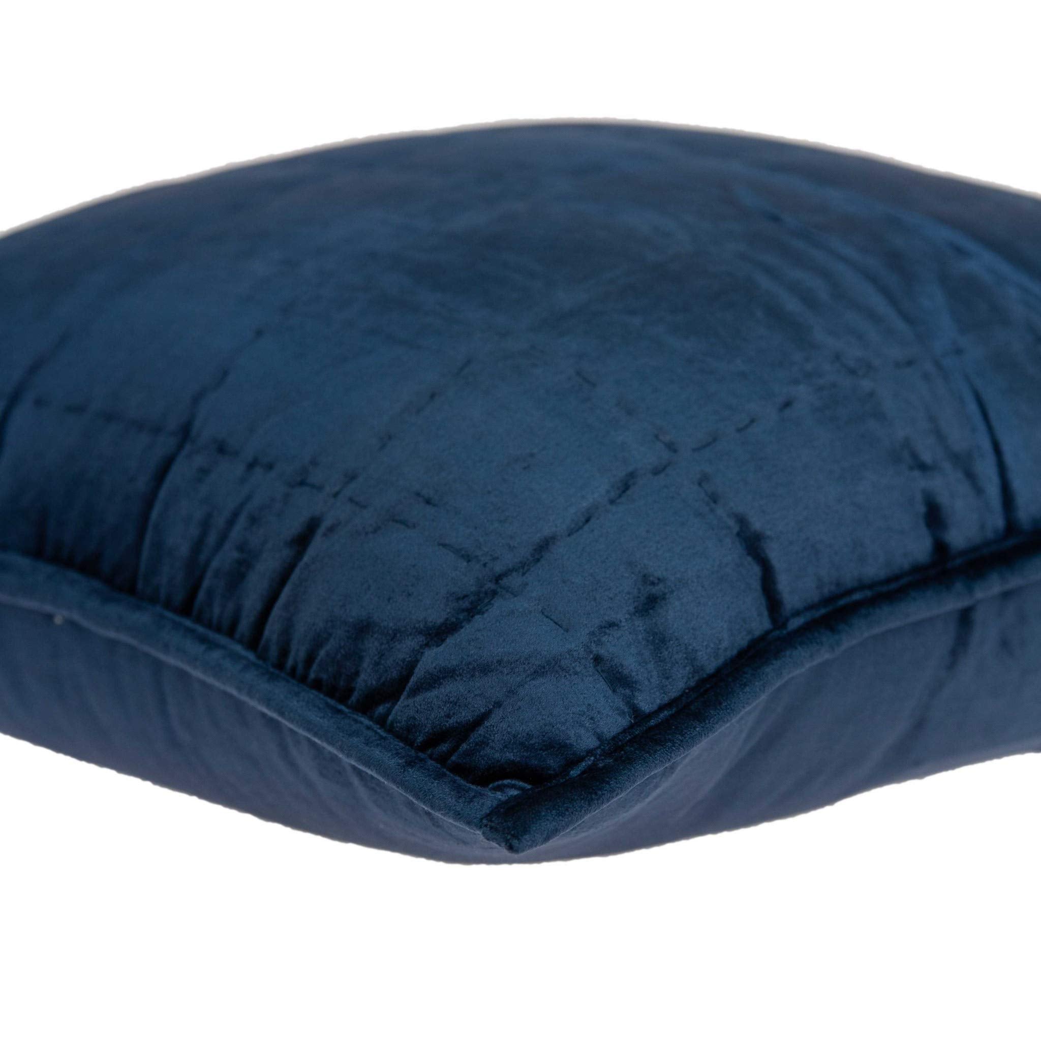 HomeRoots 50% Cotton, 50% Viscose 20' x 7' x 20' Transitional Navy Blue Quilted Pillow Cover with Poly Insert