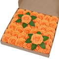BLEUM CADE 36Pcs Artificial Flowers Fake Roses with Stems, Orange Boxed Foam Roses for DIY Bouquets Centerpieces Wedding Party A