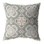 HomeRoots Orange and Light Blue On White Broadcloth 28â€ Blue Orange Mandala Indoor Outdoor Throw Pillow