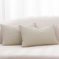 Phf 100% Cotton Waffle Weave Lumbar Pillow Cover 12' X 20', No Filling, 2 Pack Elegant Home Decorative Rectangle Throw Pillow Covers For Bed Couch Sofa,Linen