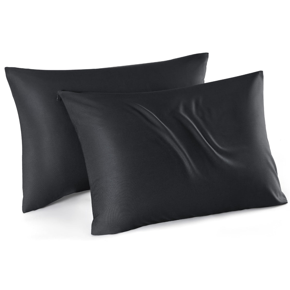 Bedsure King Size Pillow Cases Set Of 2, Rayon Derived From Bamboo Black Pillowcase, Cooling Pillow Cases For Hot Sleepers With