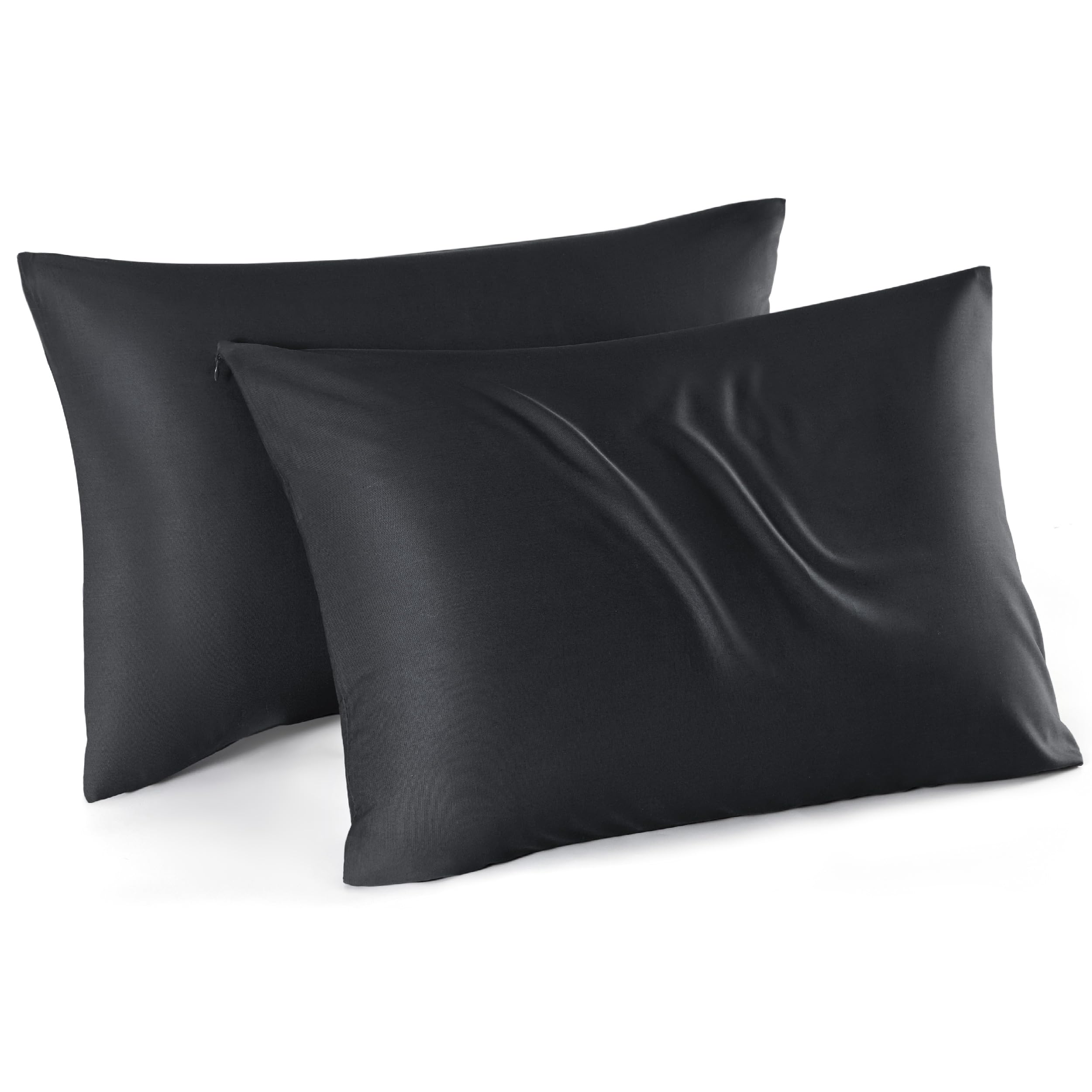 Bedsure King Size Pillow Cases Set Of 2, Rayon Derived From Bamboo Black Pillowcase, Cooling Pillow Cases For Hot Sleepers With