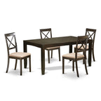 East West Furniture LYBO5-CAP-C Lynfield 5 Piece Room Set Includes a Rectangle Kitchen Table with Butterfly Leaf and 4 Linen Fabric Upholstered Dining Chairs, 36x66 Inch
